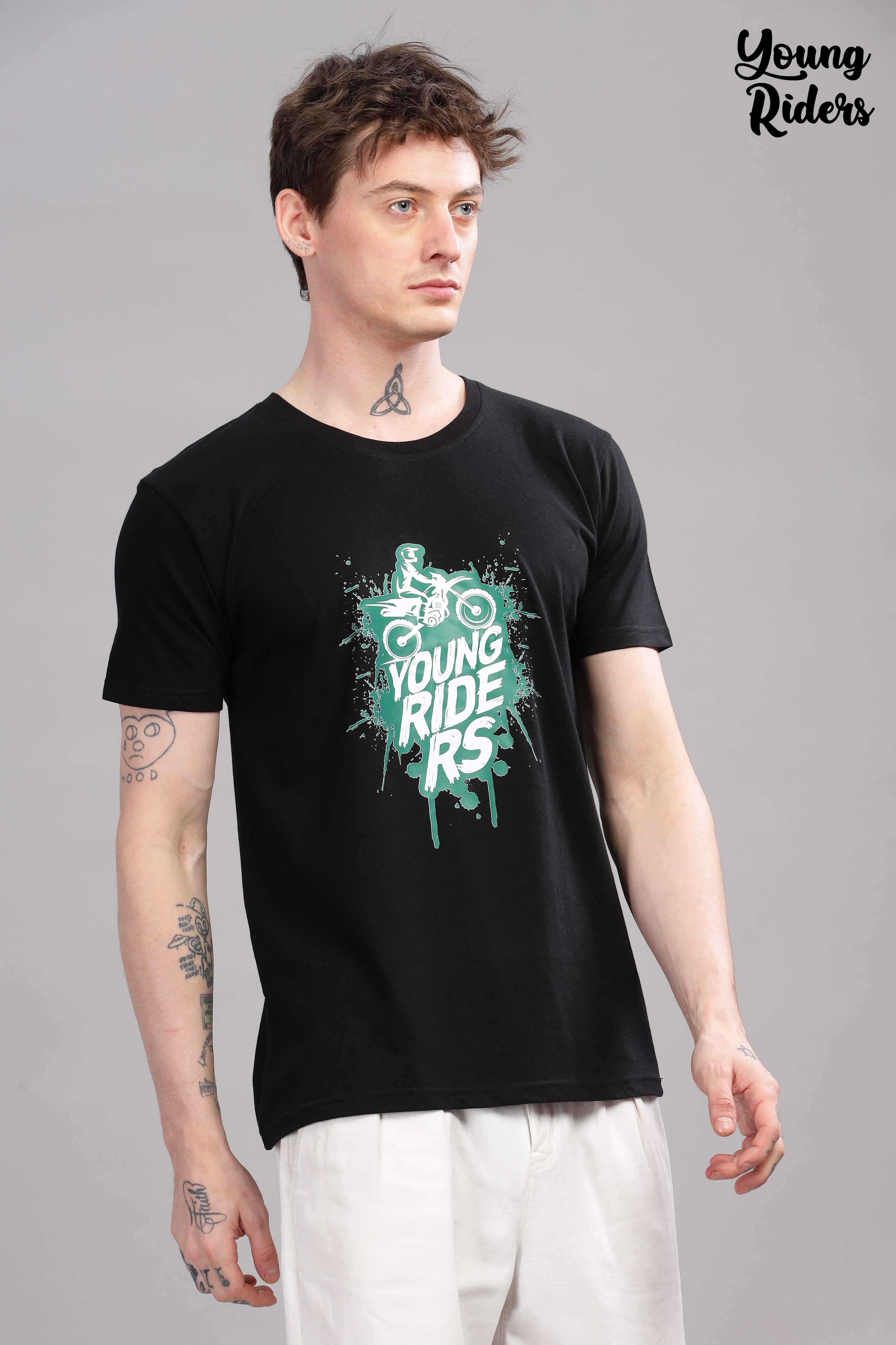 Black - Bike Rider Printed T-shirt