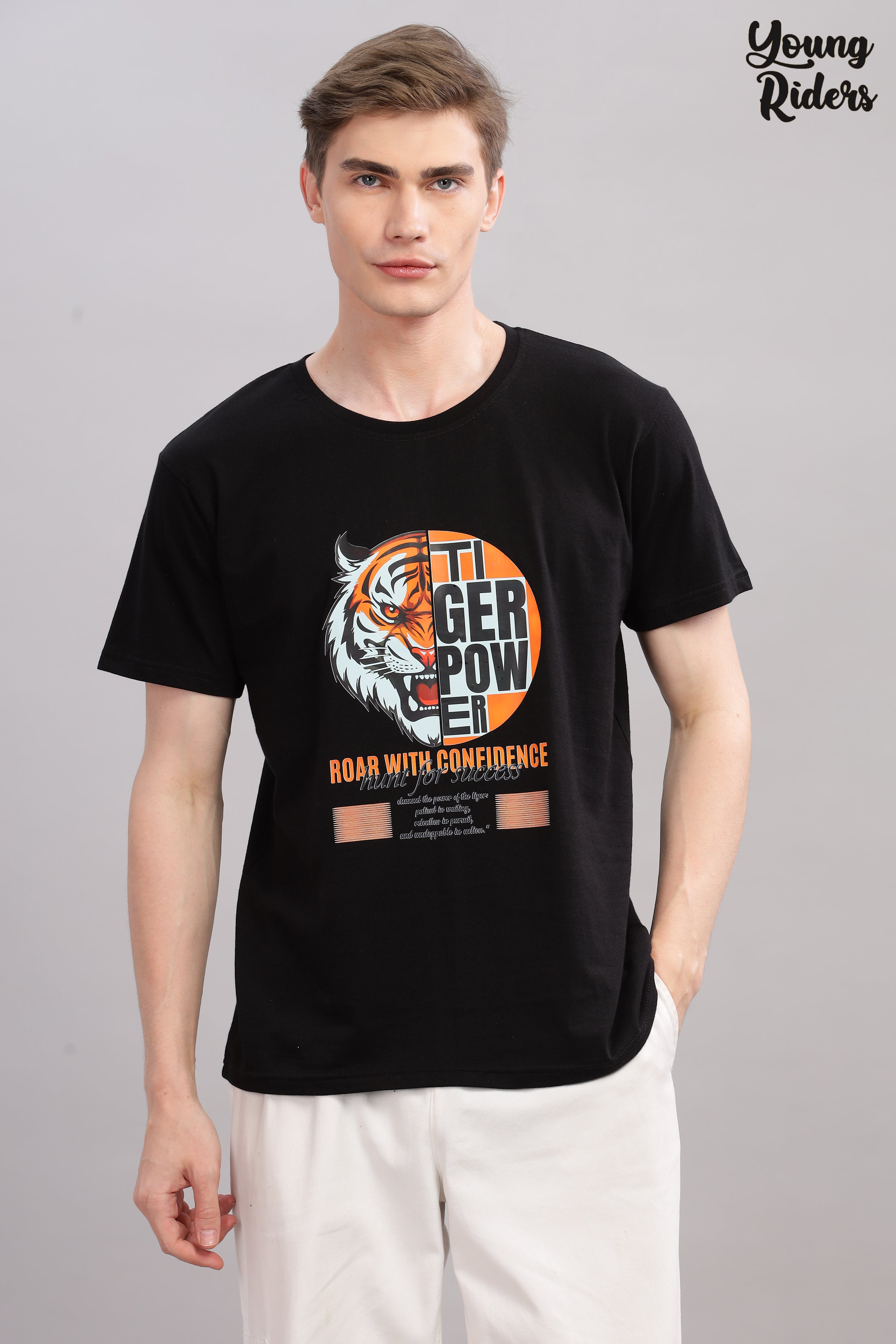 Black - Tiger Power Printed T-shirt