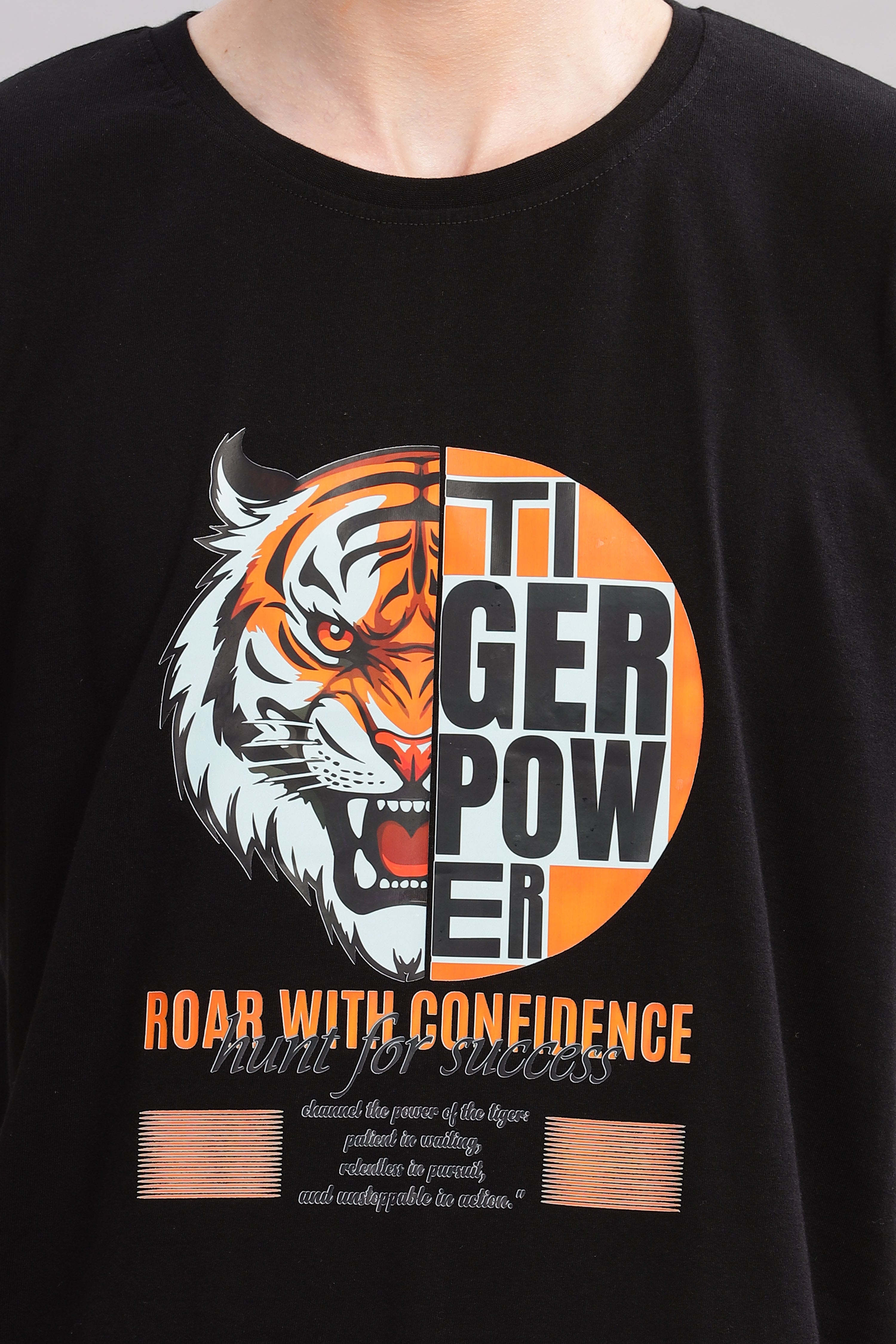 Black - Tiger Power Printed T-shirt