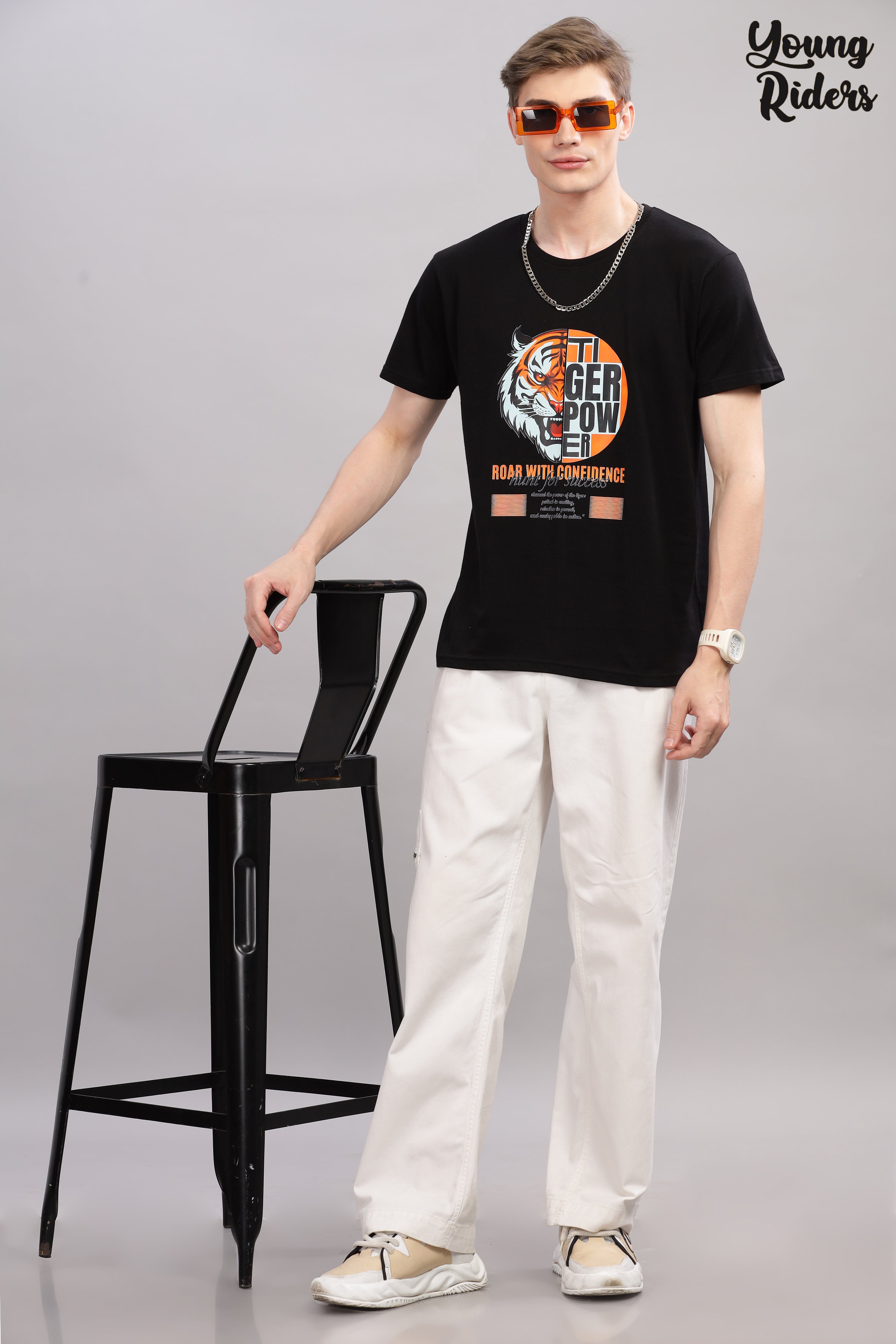 Black - Tiger Power Printed T-shirt