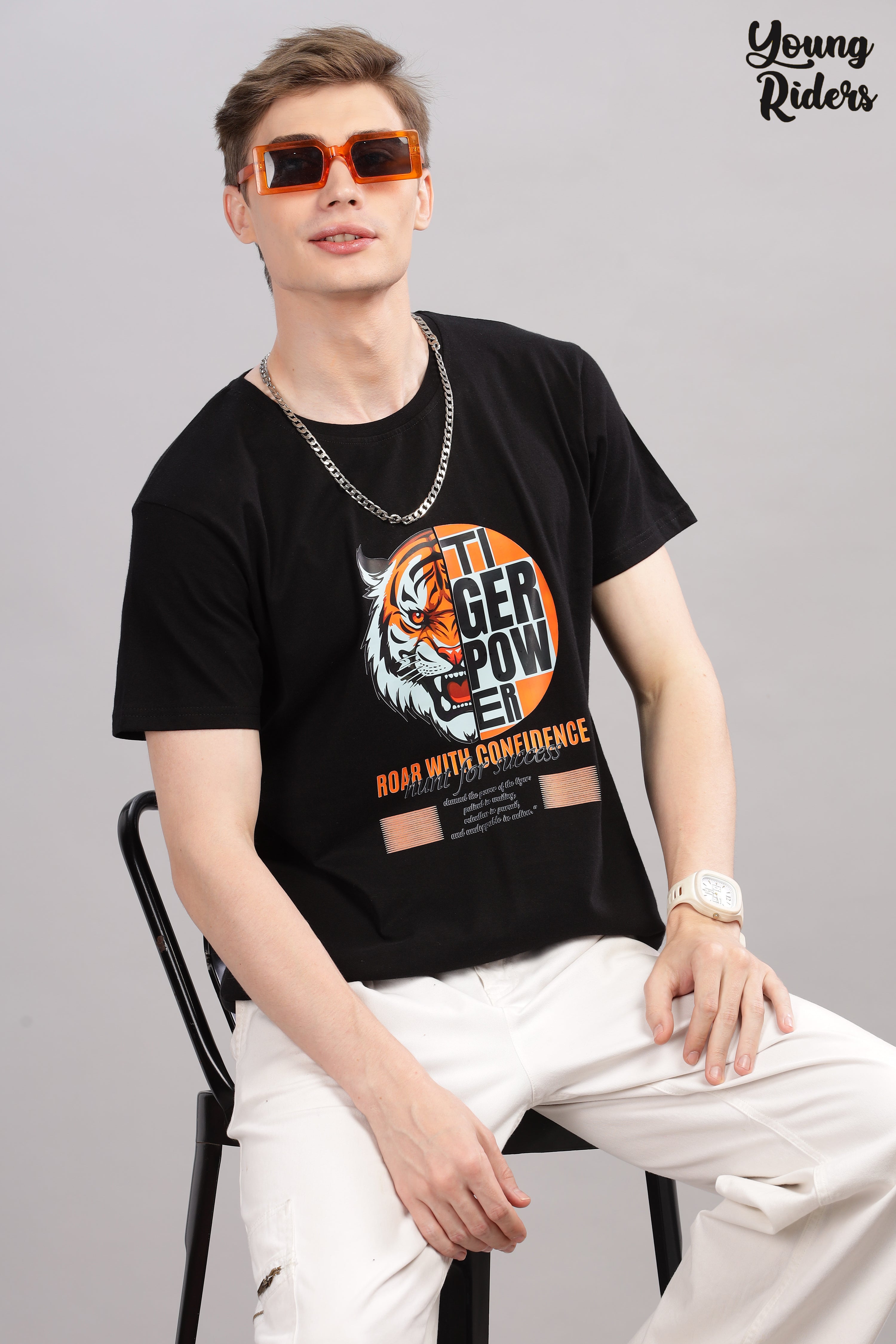 Black - Tiger Power Printed T-shirt