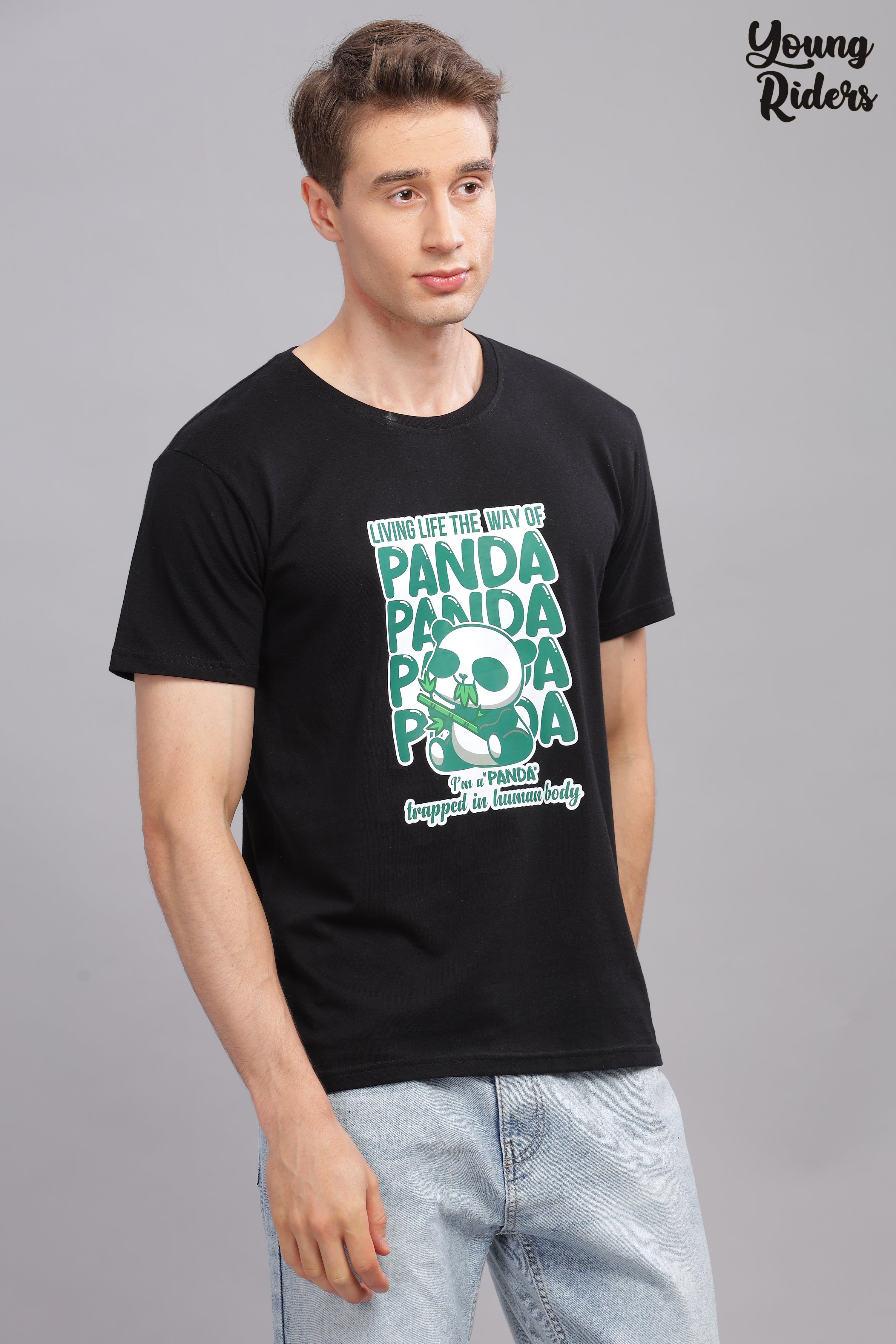 Black - Panda Printed T-shirt