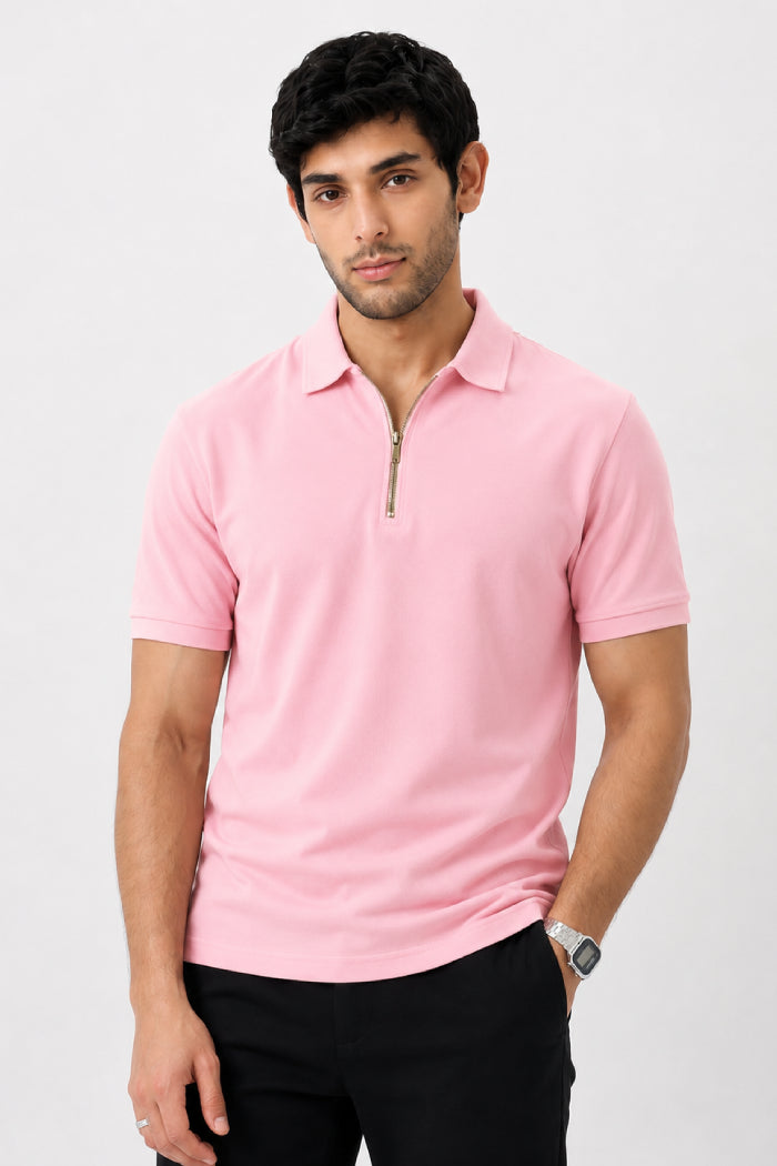 Baby Pink Zipper Polo – Matty Lycra