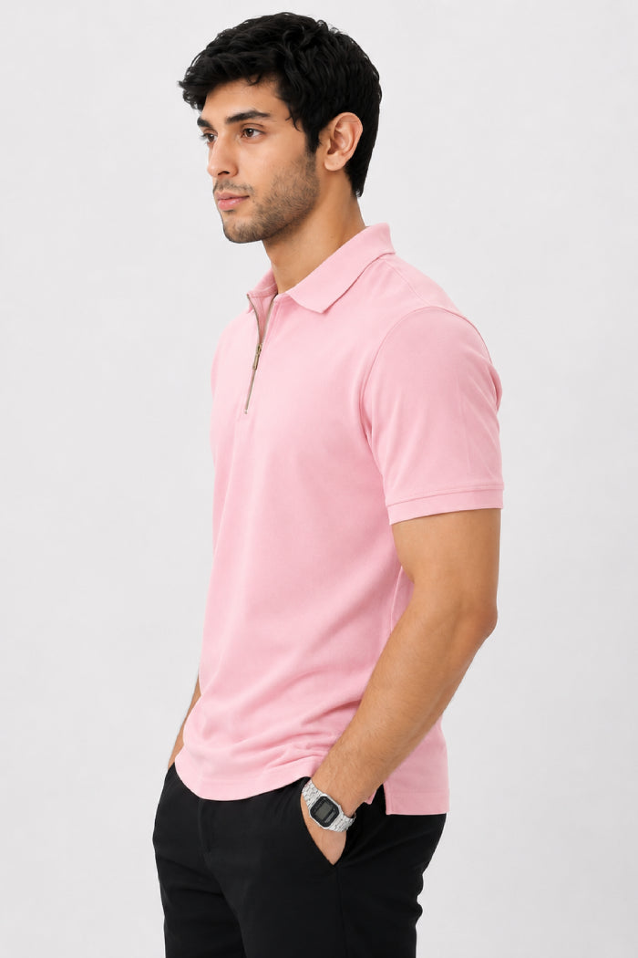Baby Pink Zipper Polo – Matty Lycra