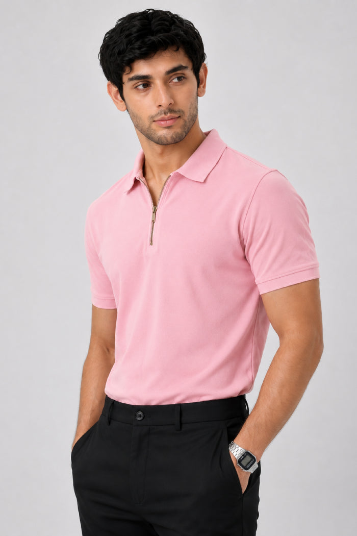 Baby Pink Zipper Polo – Matty Lycra