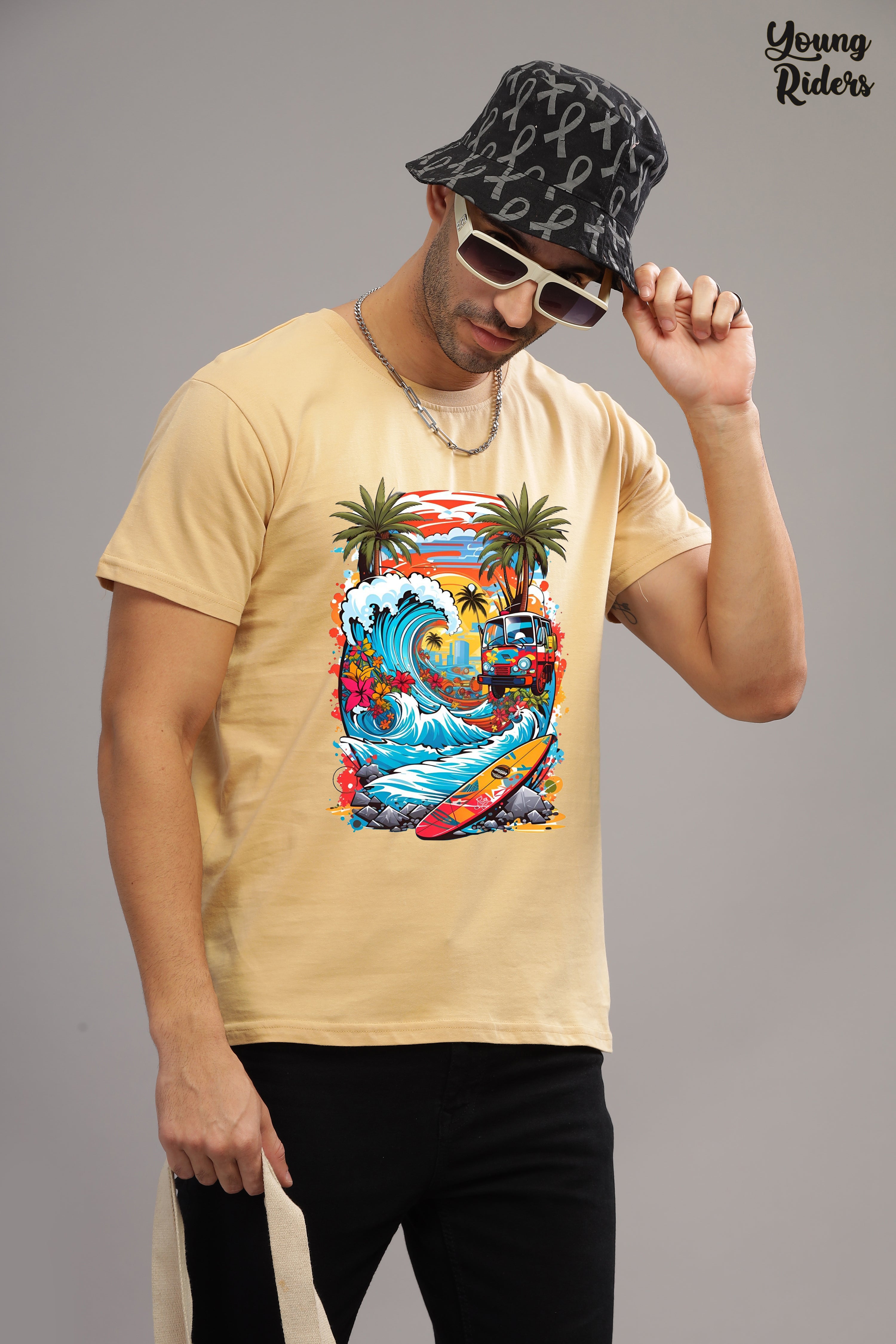 Summer vacation Printed T-Shirt-Biege