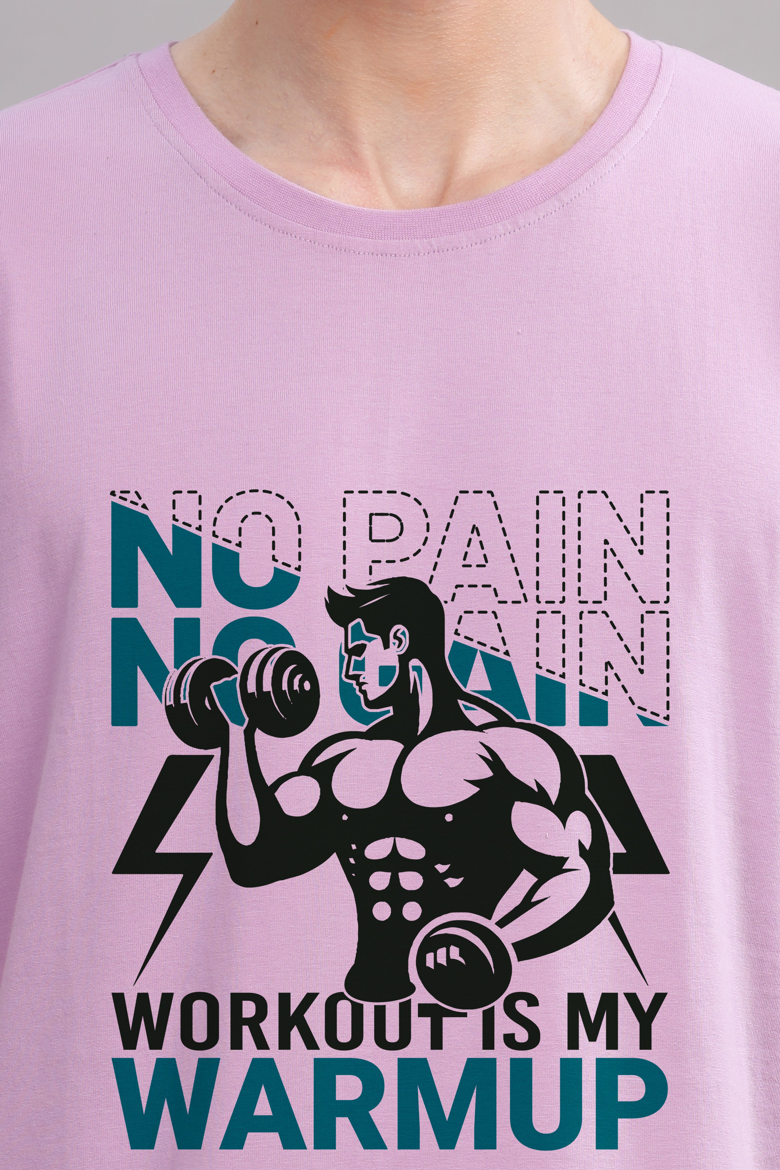 No Pain No Gain printed T-Shirt-Lavender