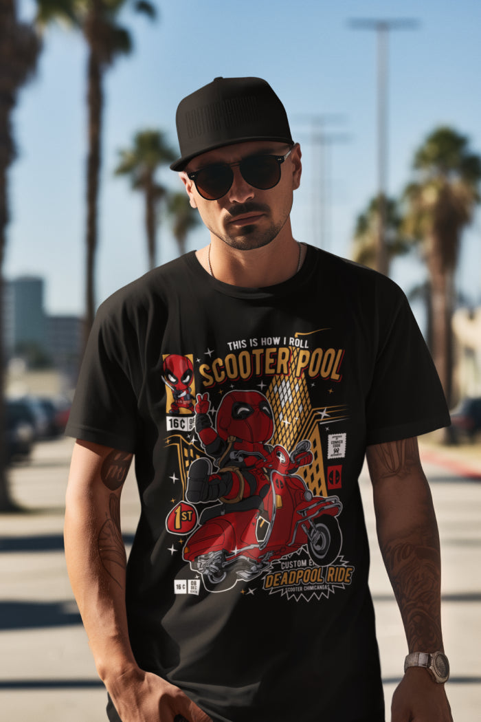 Deadpool Scooter Regular Printed T-shirt