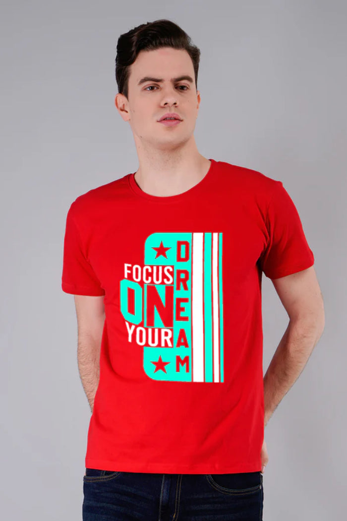 Focus On Dreams Printed t-Shirt-Red