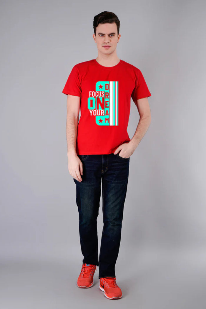 Focus On Dreams Printed t-Shirt-Red