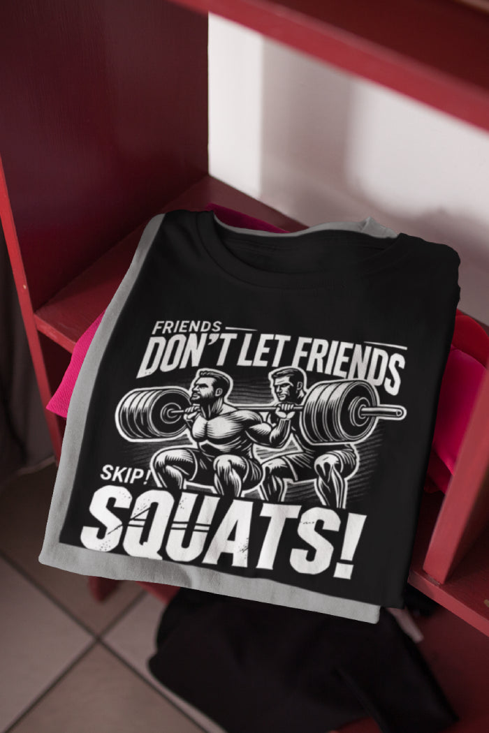 Friends Don’t Skip Squats - Regular Printed T-Shirt