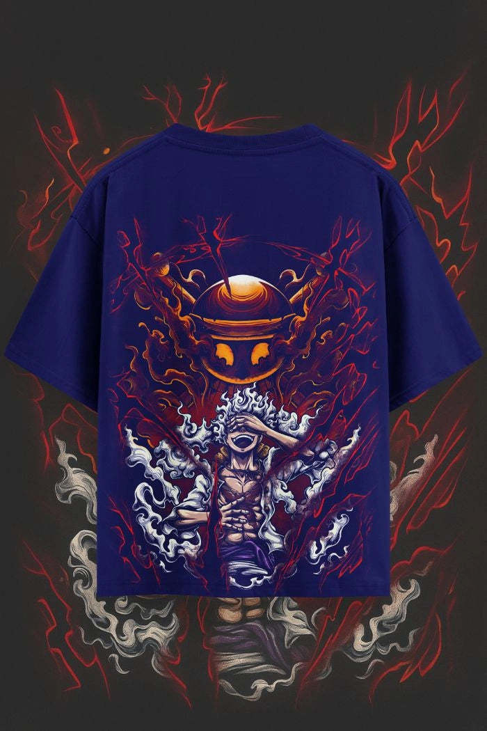 Gear 5 Luffy Oversized T-Shirt – Fire Aura Anime Streetwear