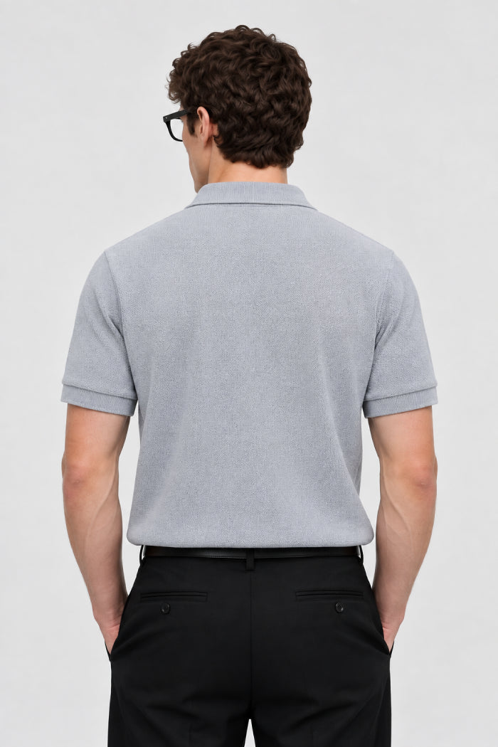 Light Grey Zipper Polo