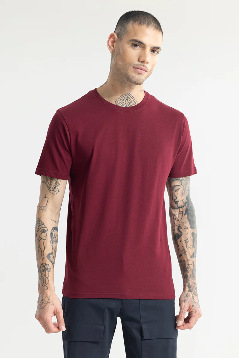 Mehroon Plain T-Shirts