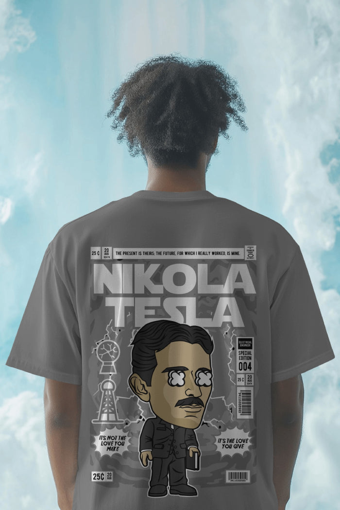 Nikola Tesla Oversized Printed T-shirt
