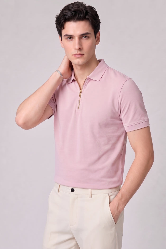 Pink Zipper Polo – Matty Lycra