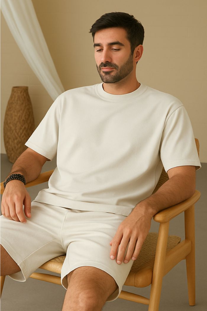 Plain Off-White Men’s Cord Set