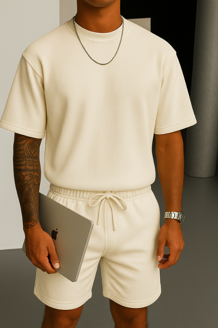 Plain Off-White Men’s Cord Set