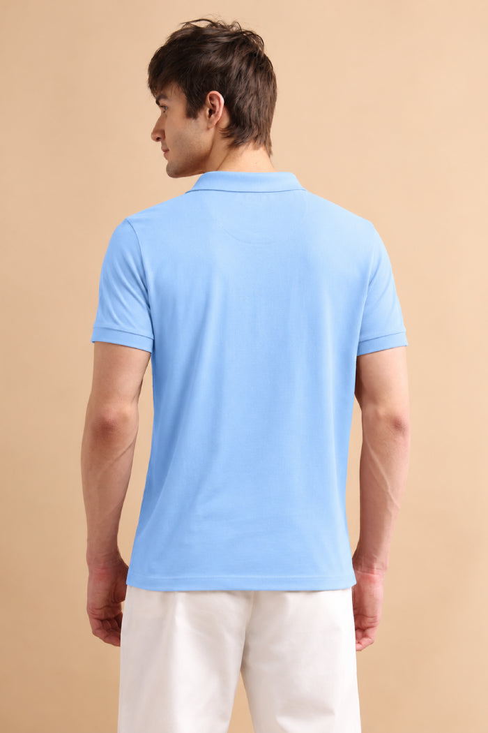 Sky Blue Zipper Polo – Matty Lycra