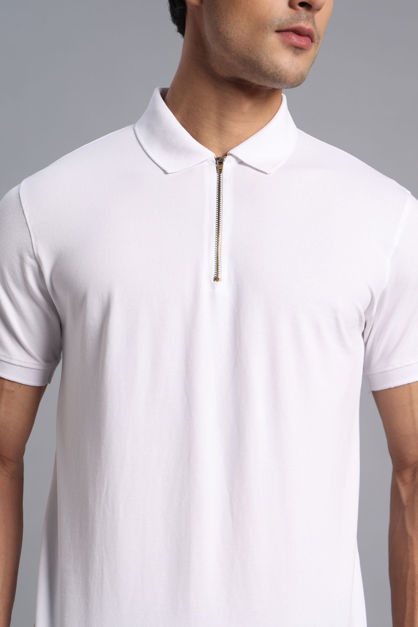 White Zipper Polo T-shirt - Matty Lycra
