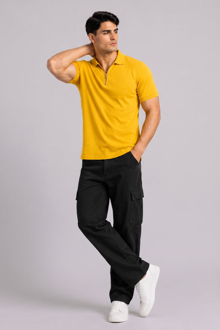 Yellow Zipper Polo – Sporty Matty