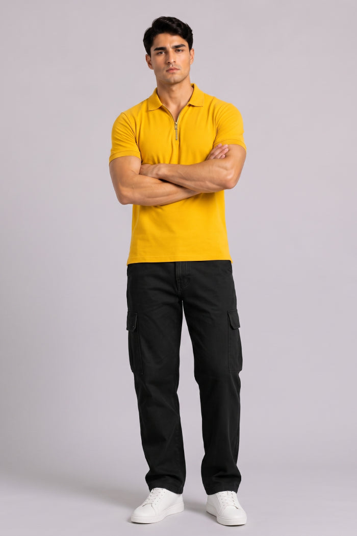 Yellow Zipper Polo – Sporty Matty