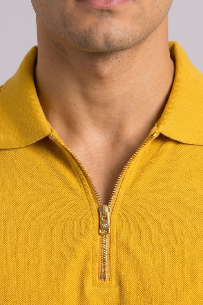 Yellow Zipper Polo – Sporty Matty