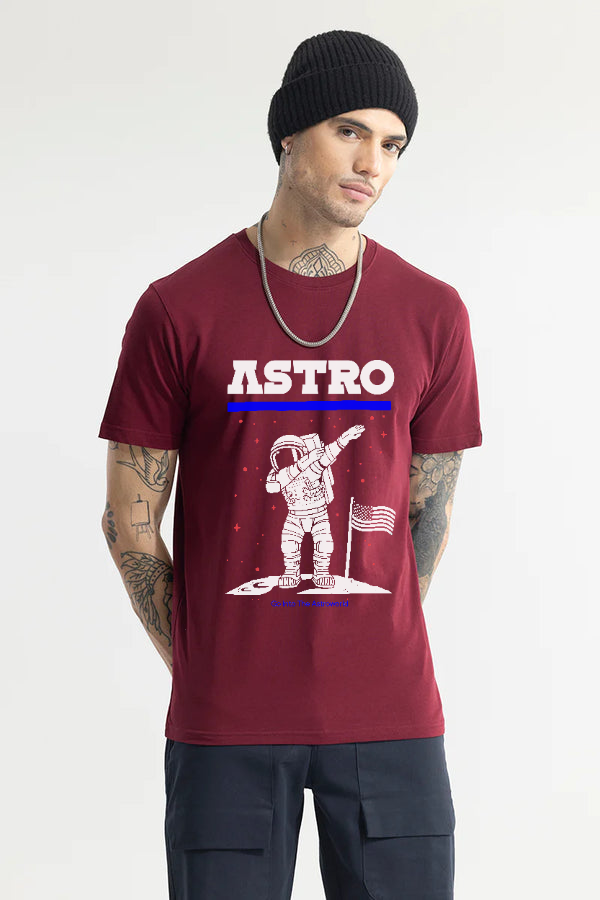 Astro printed T-Shirt-Mahroon