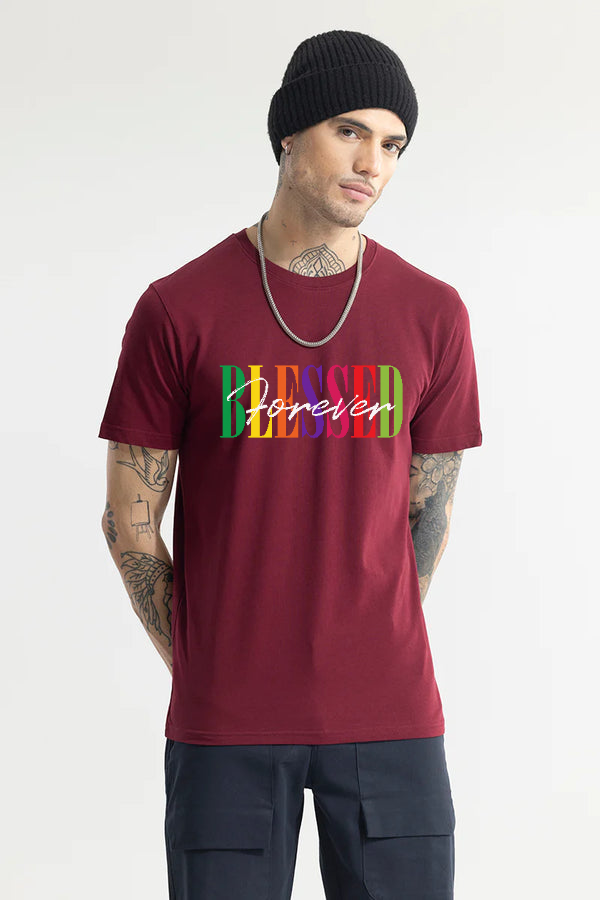 Blessed printed T-Shirt-Mehroon