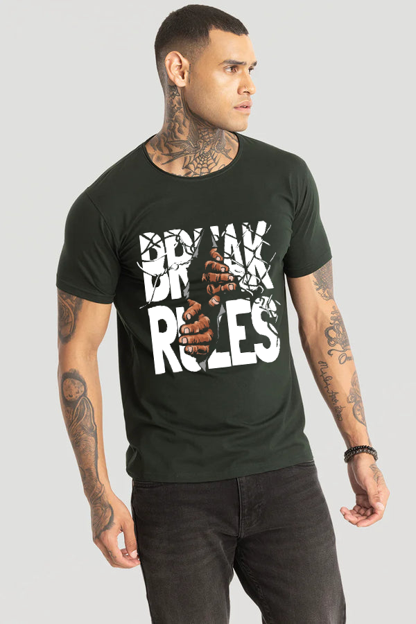 Break Rules printed T-Shirt-Green