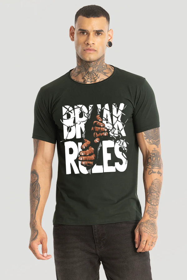 Break Rules printed T-Shirt-Green