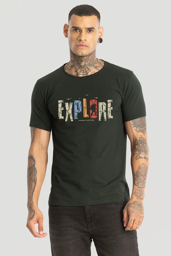 Explore printed T-Shirt-Green