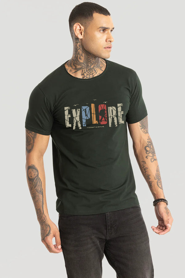 Explore printed T-Shirt-Green