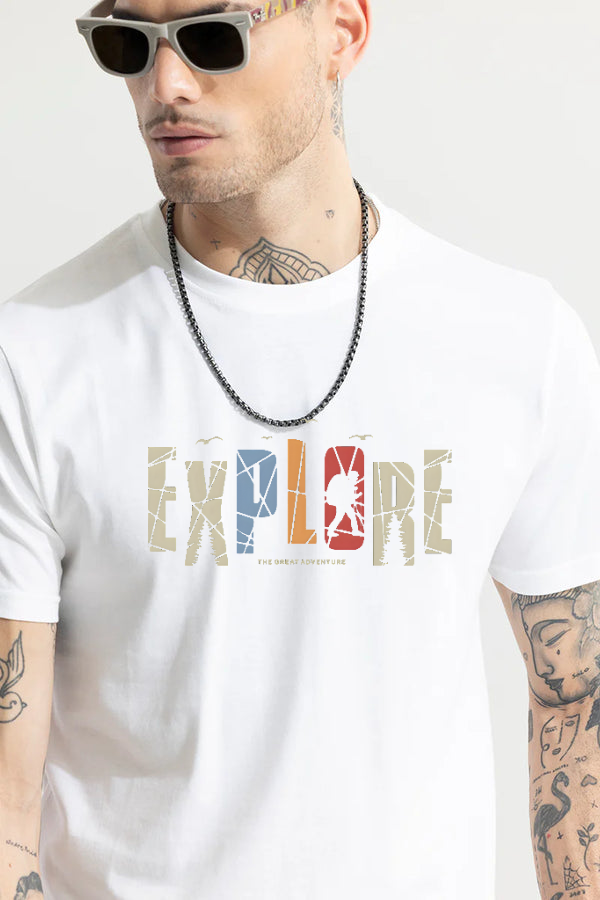 Explore printed T-Shirt-White