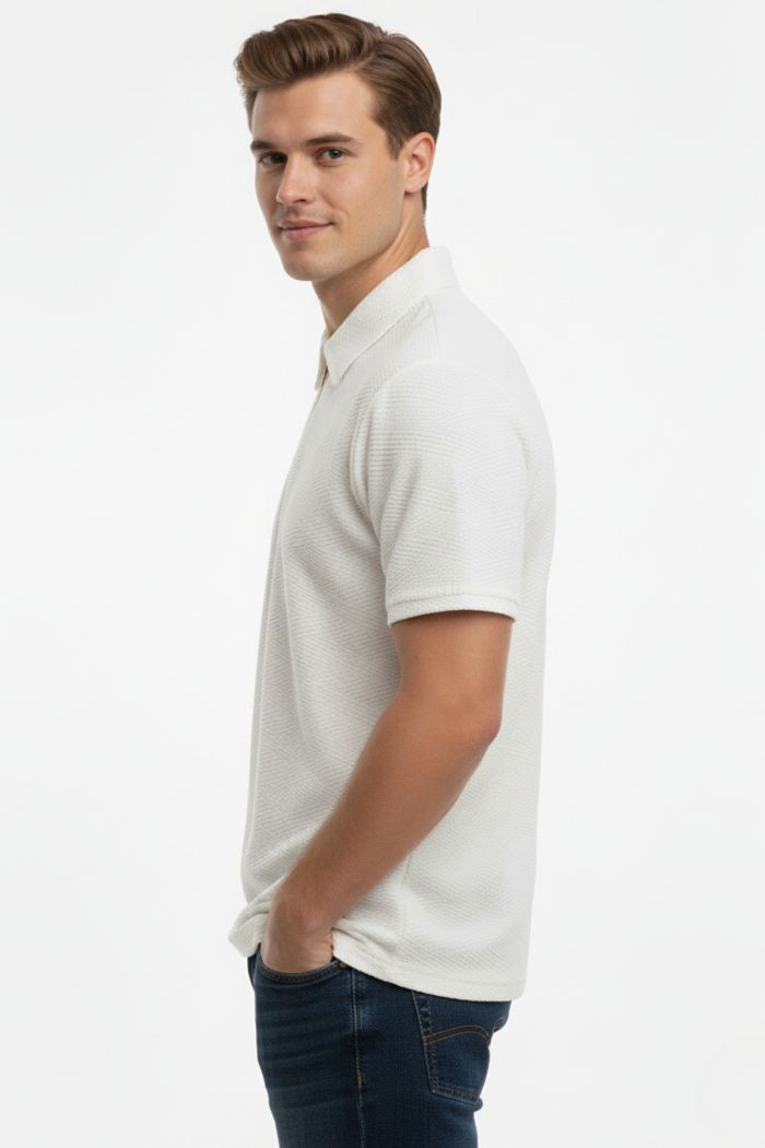 White Zipper Polo T-shirt