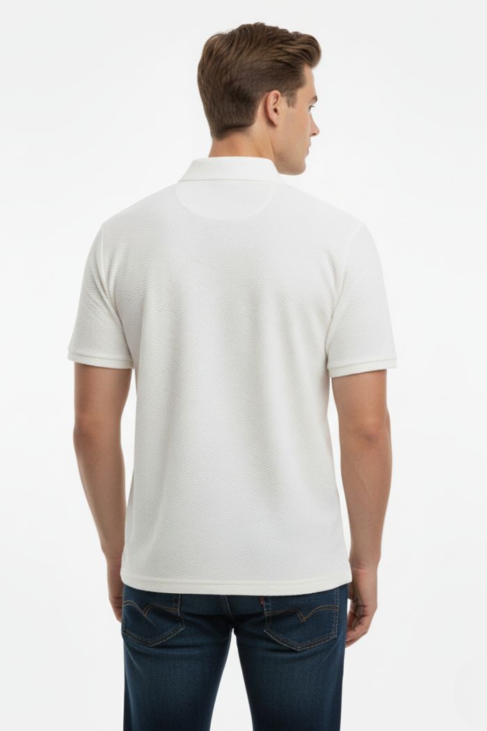 White Zipper Polo T-shirt