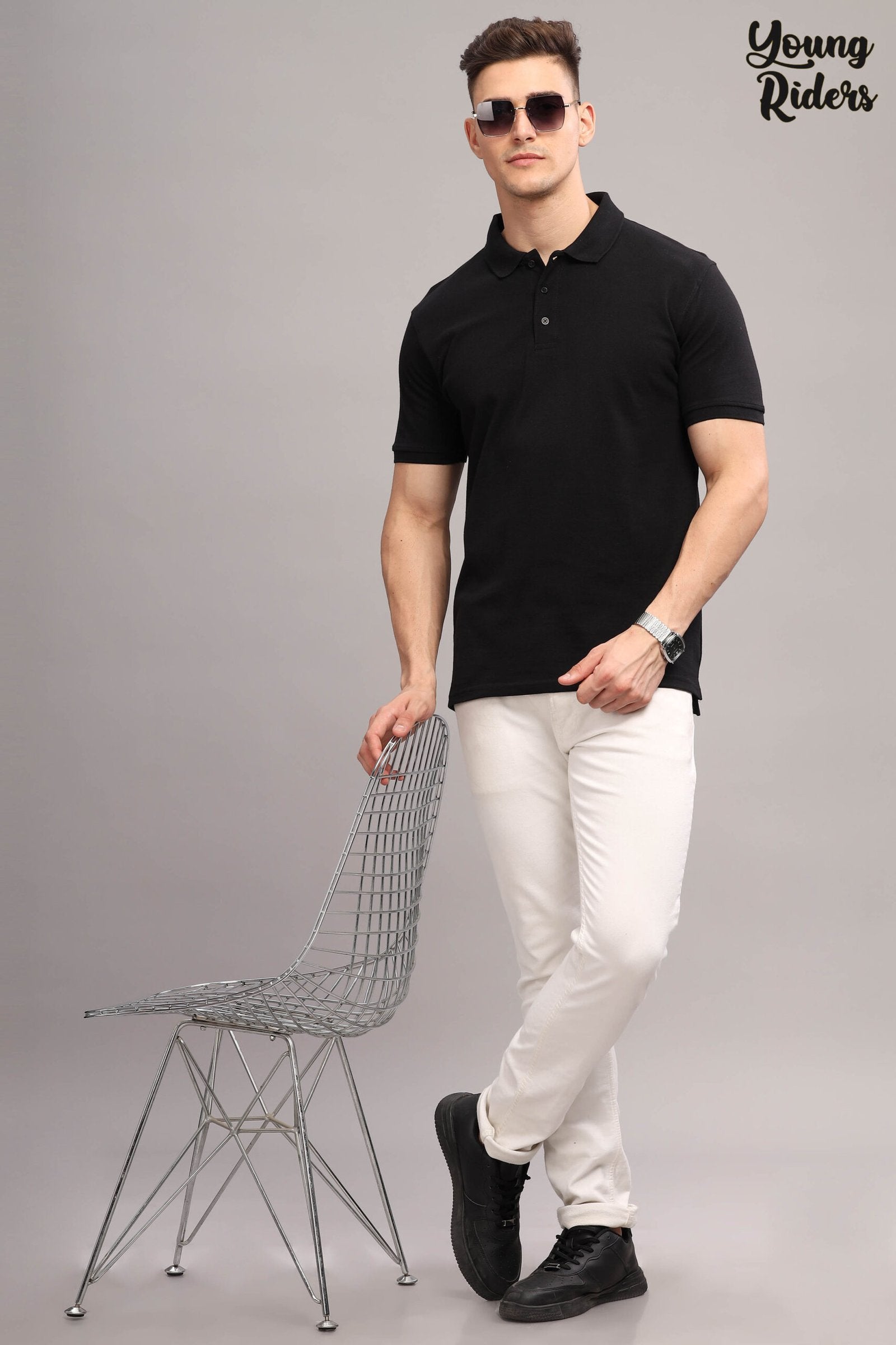 Black Sporty Polo T-Shirt