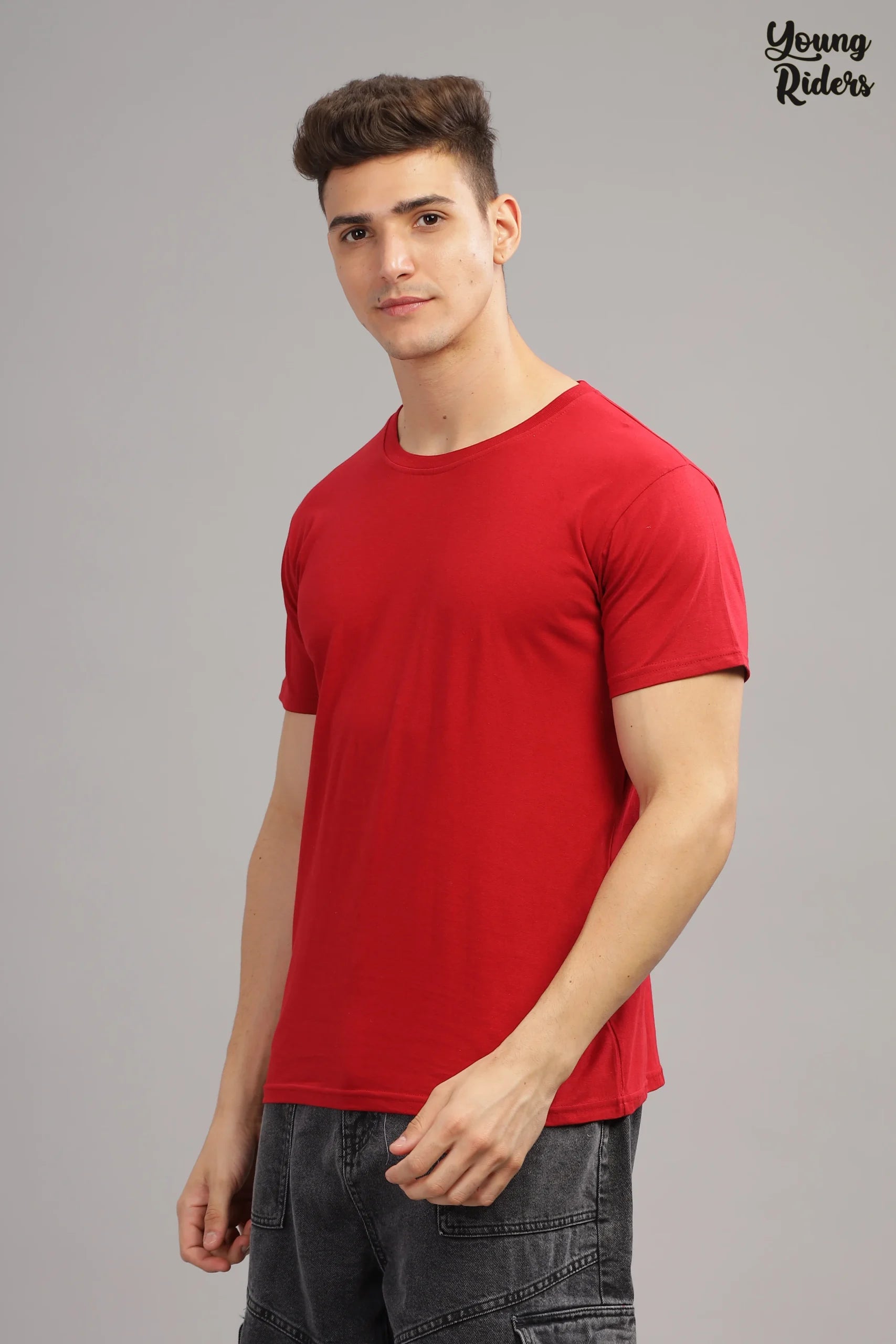 Red Plain T-Shirts-3