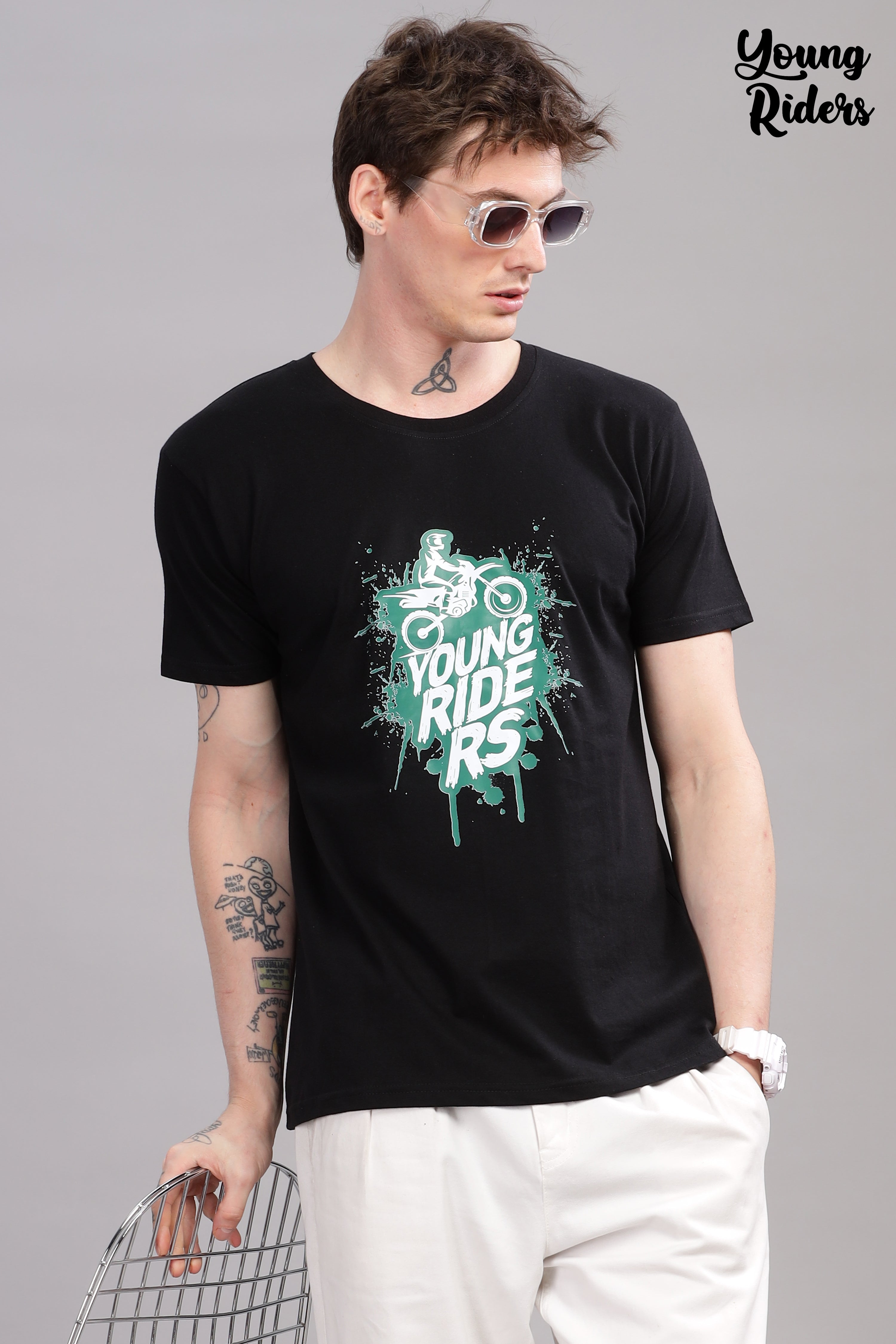 Black - Bike Rider Printed T-shirt