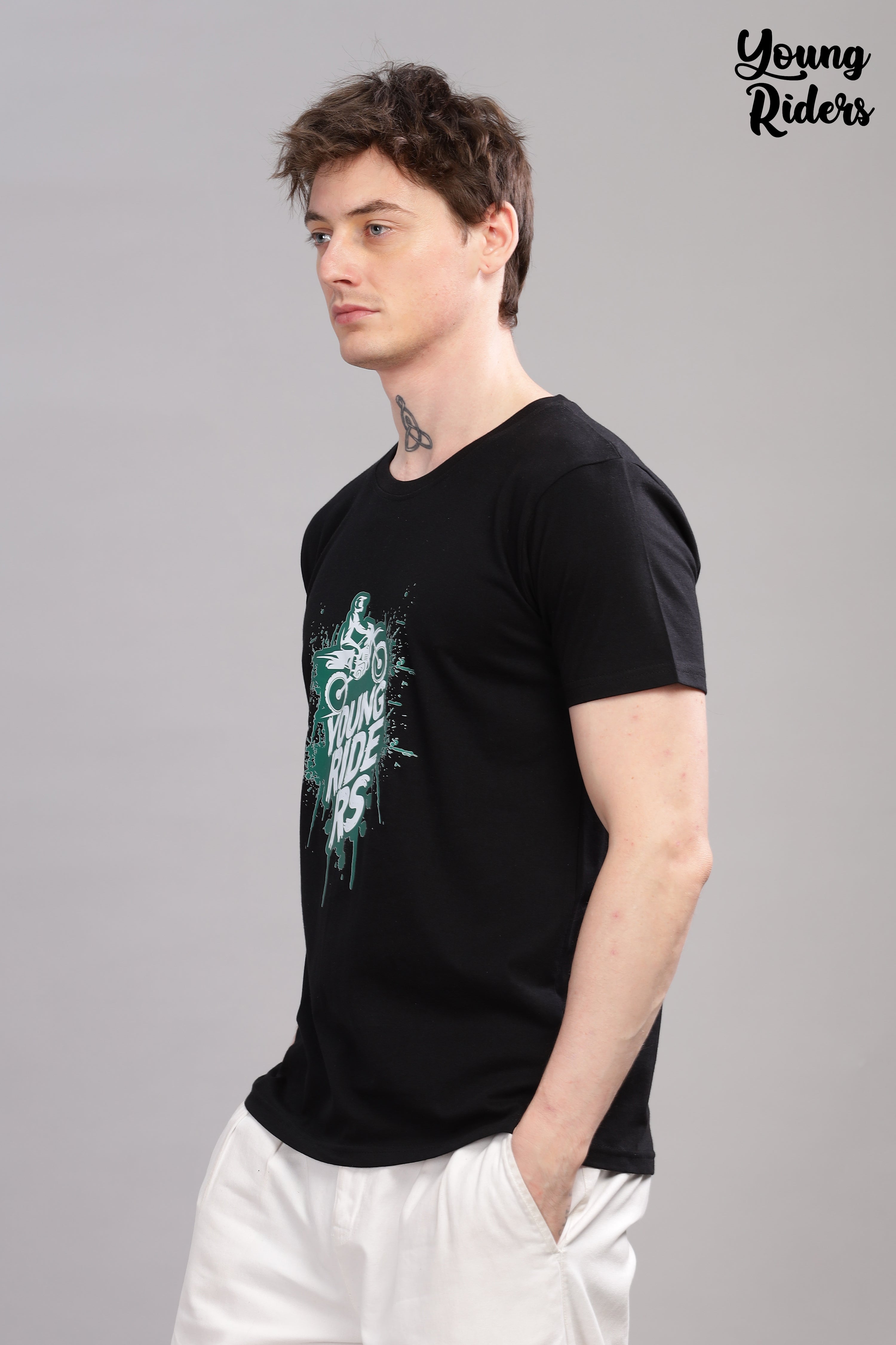 Black - Bike Rider Printed T-shirt