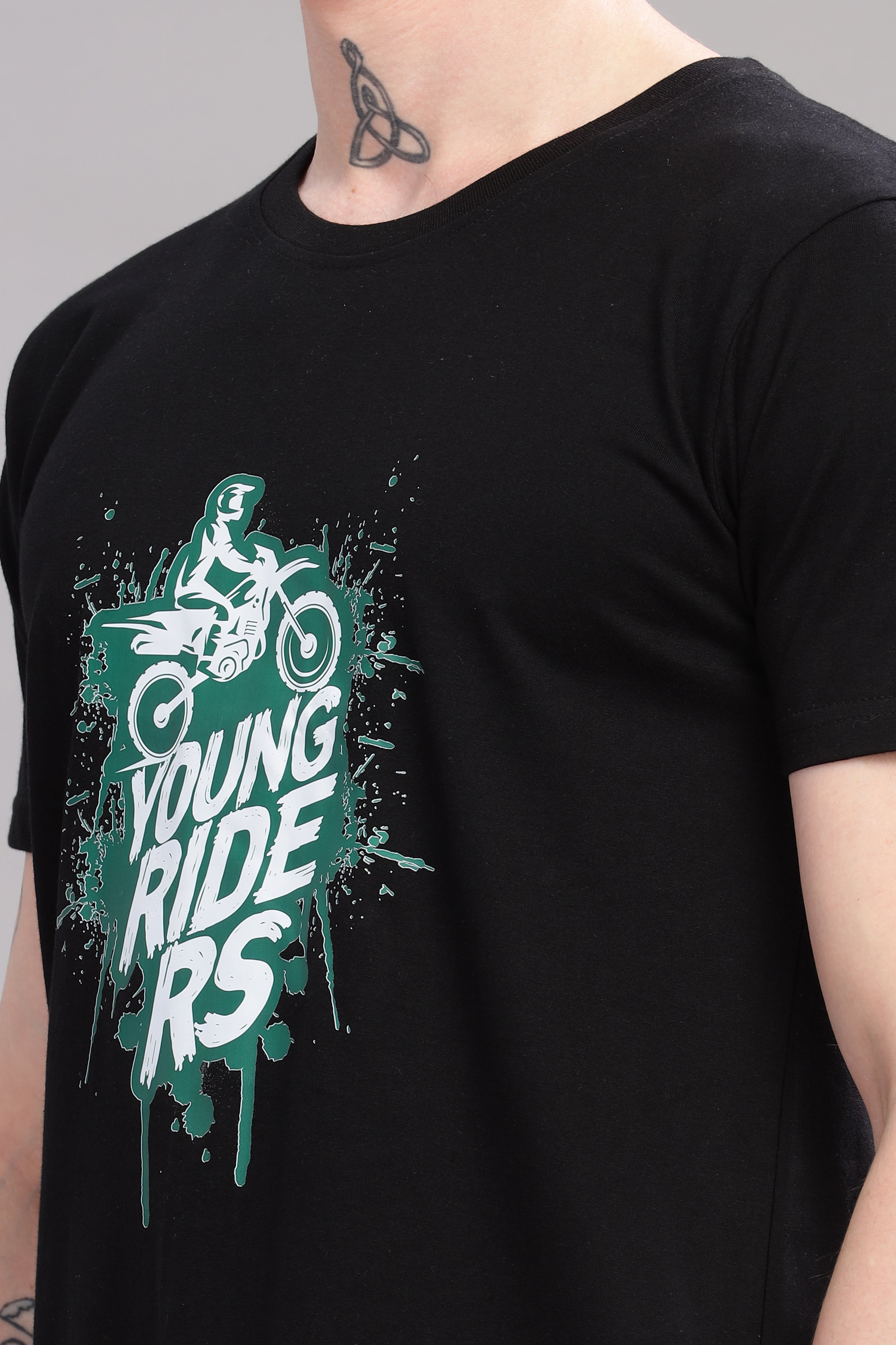 Black - Bike Rider Printed T-shirt