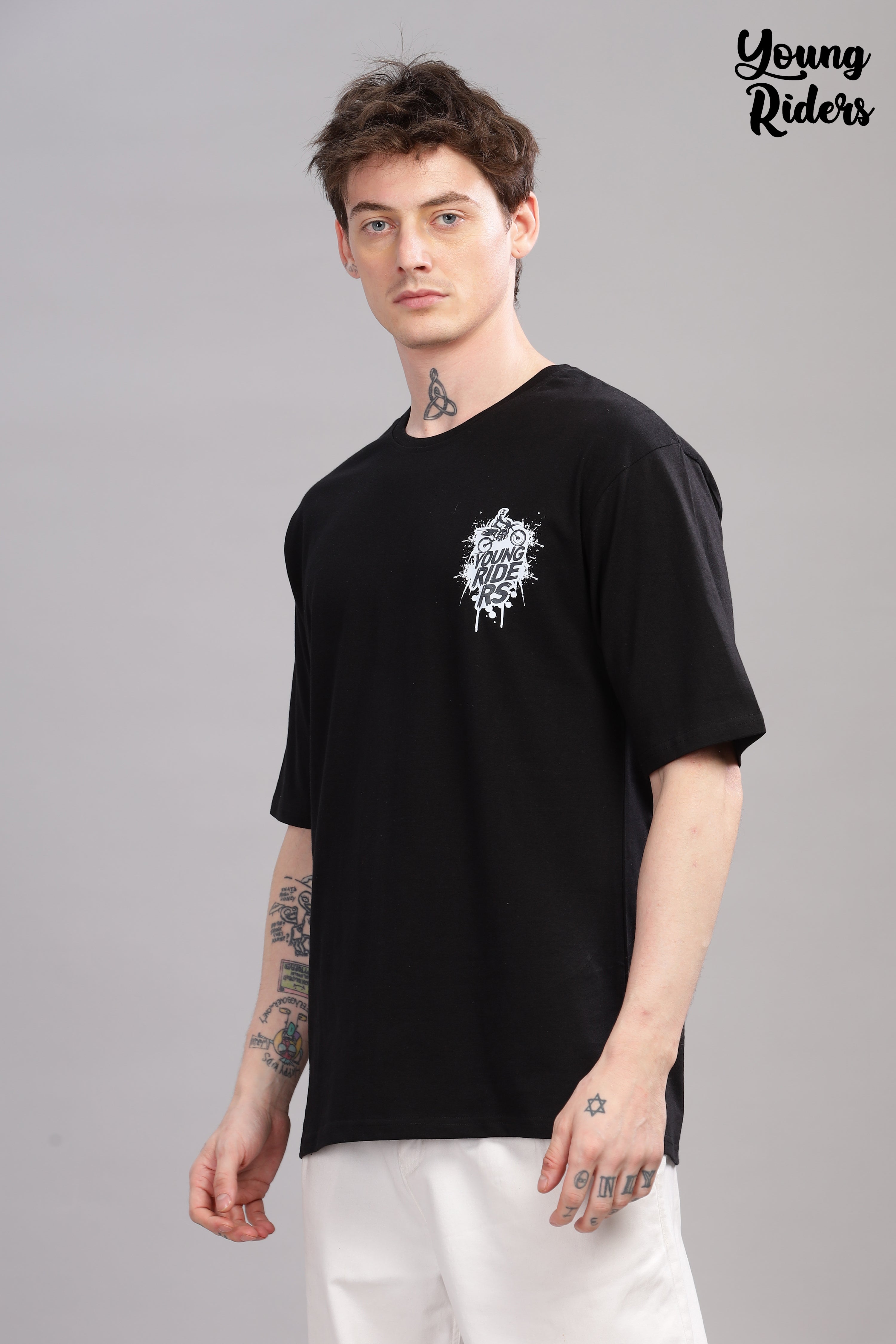 Black - Bike Rider Oversized Printed T-shirt