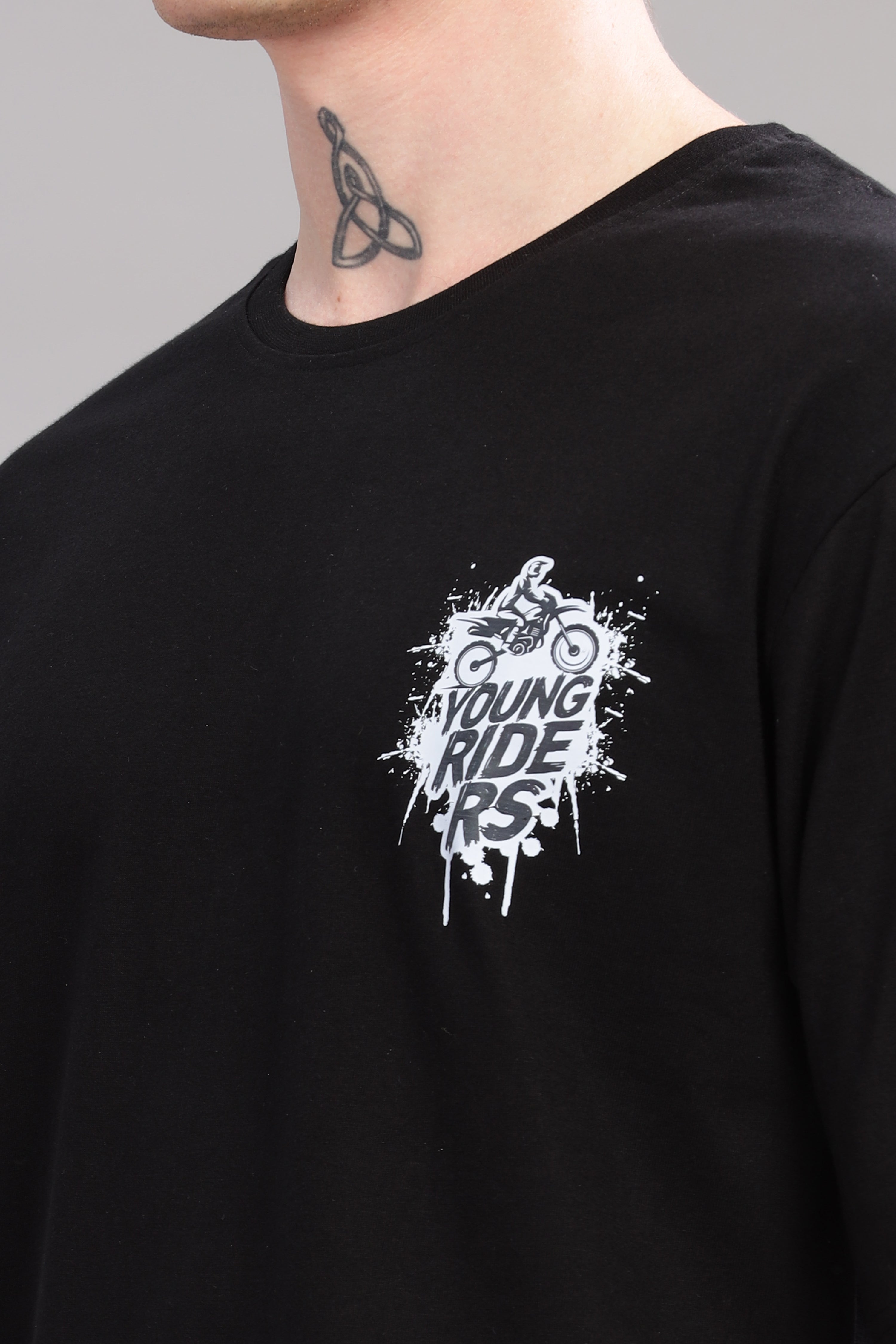 Black - Bike Rider Oversized Printed T-shirt