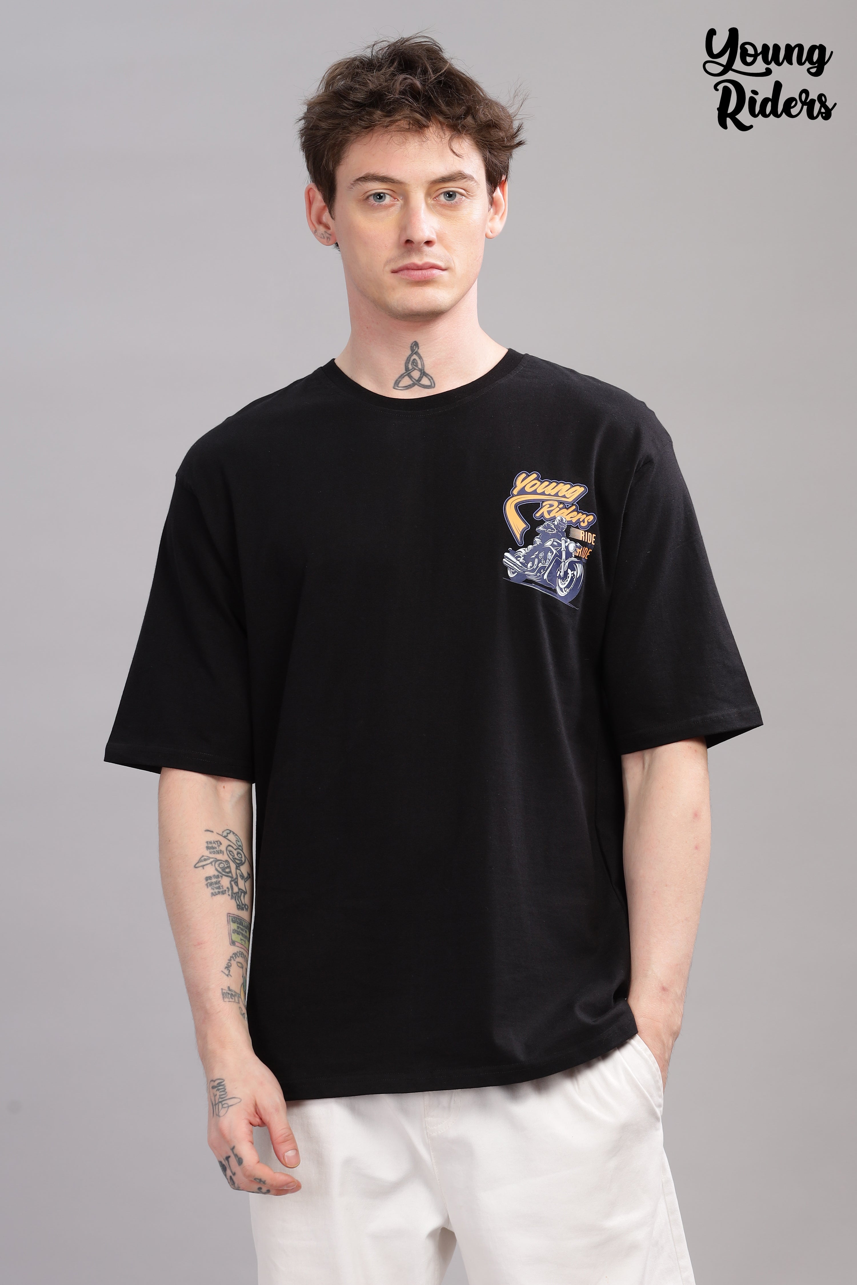 Black - Youngrider Oversized Printed T-shirt