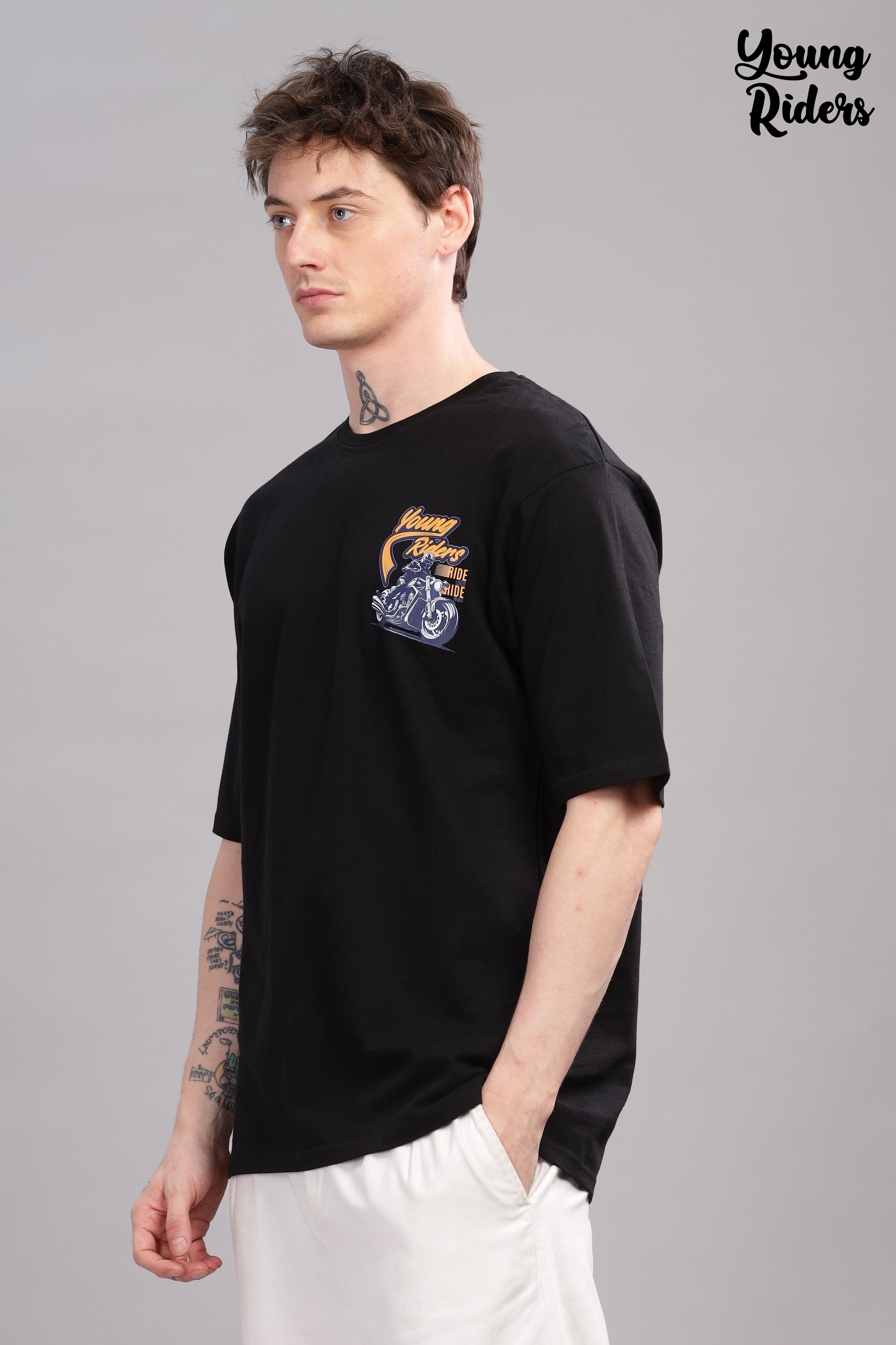 Black - Youngrider Oversized Printed T-shirt