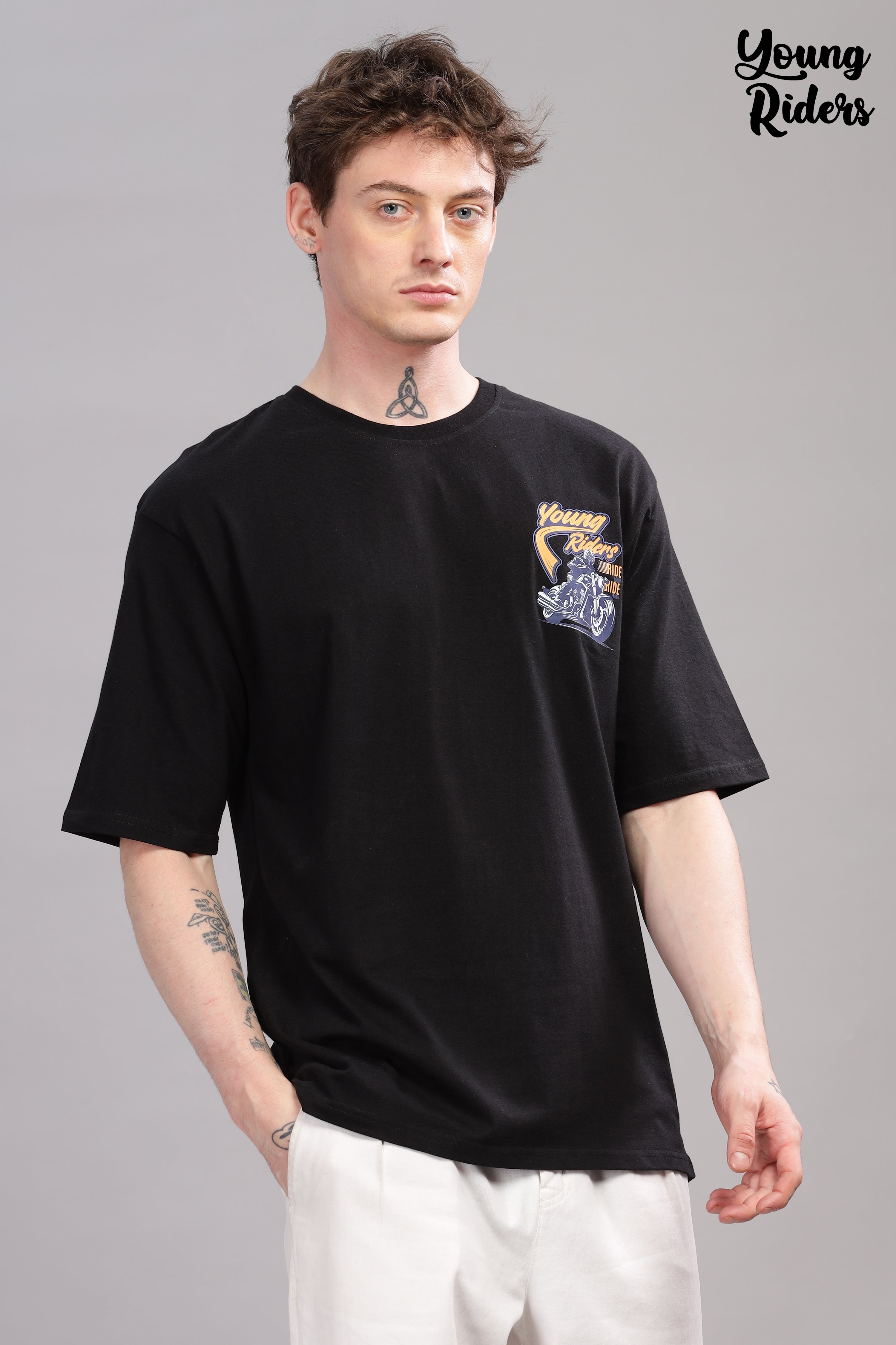 Black - Youngrider Oversized Printed T-shirt