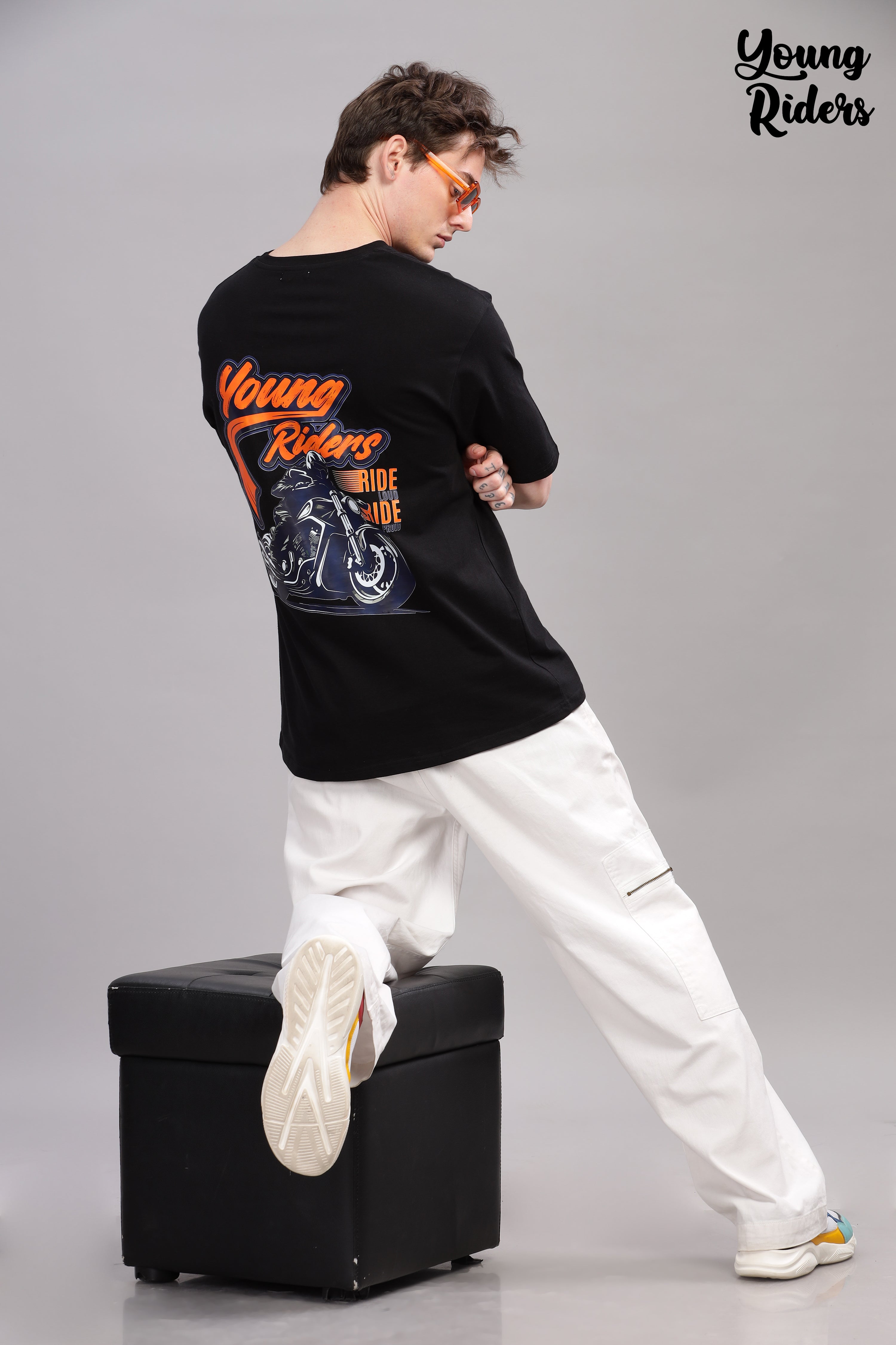 Black - Youngrider Oversized Printed T-shirt