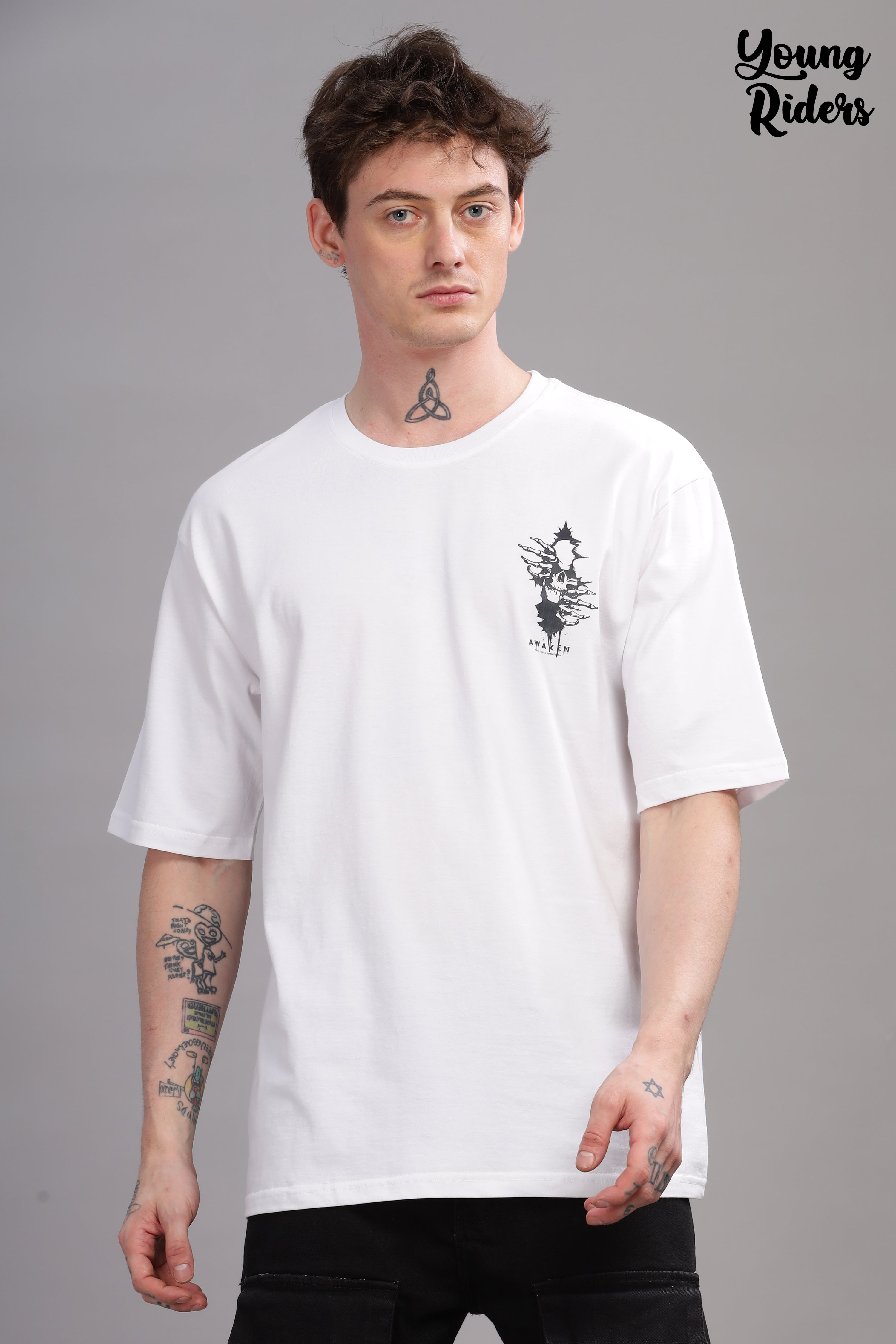 White - Demon Oversized Printed T-shirt