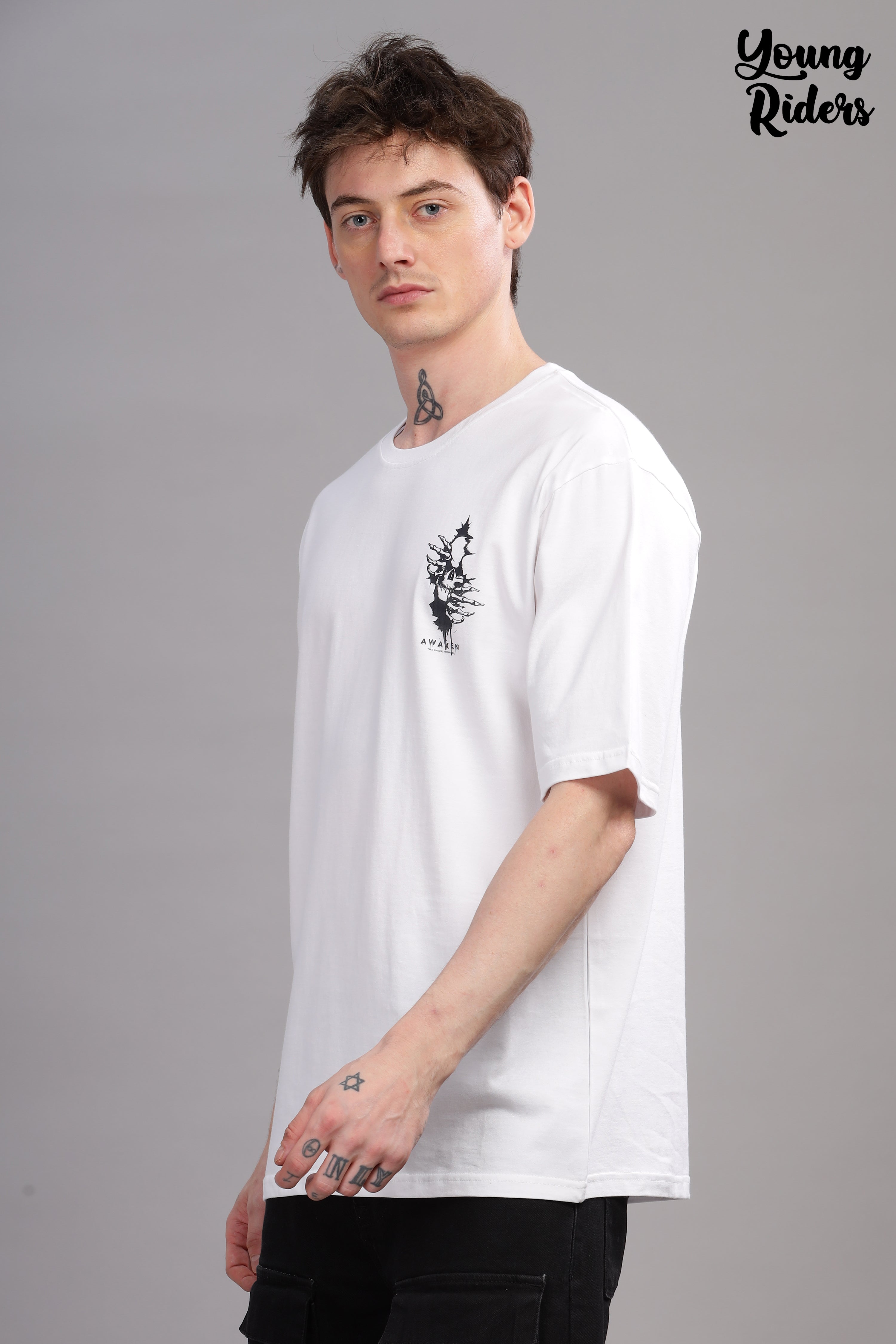 White - Demon Oversized Printed T-shirt