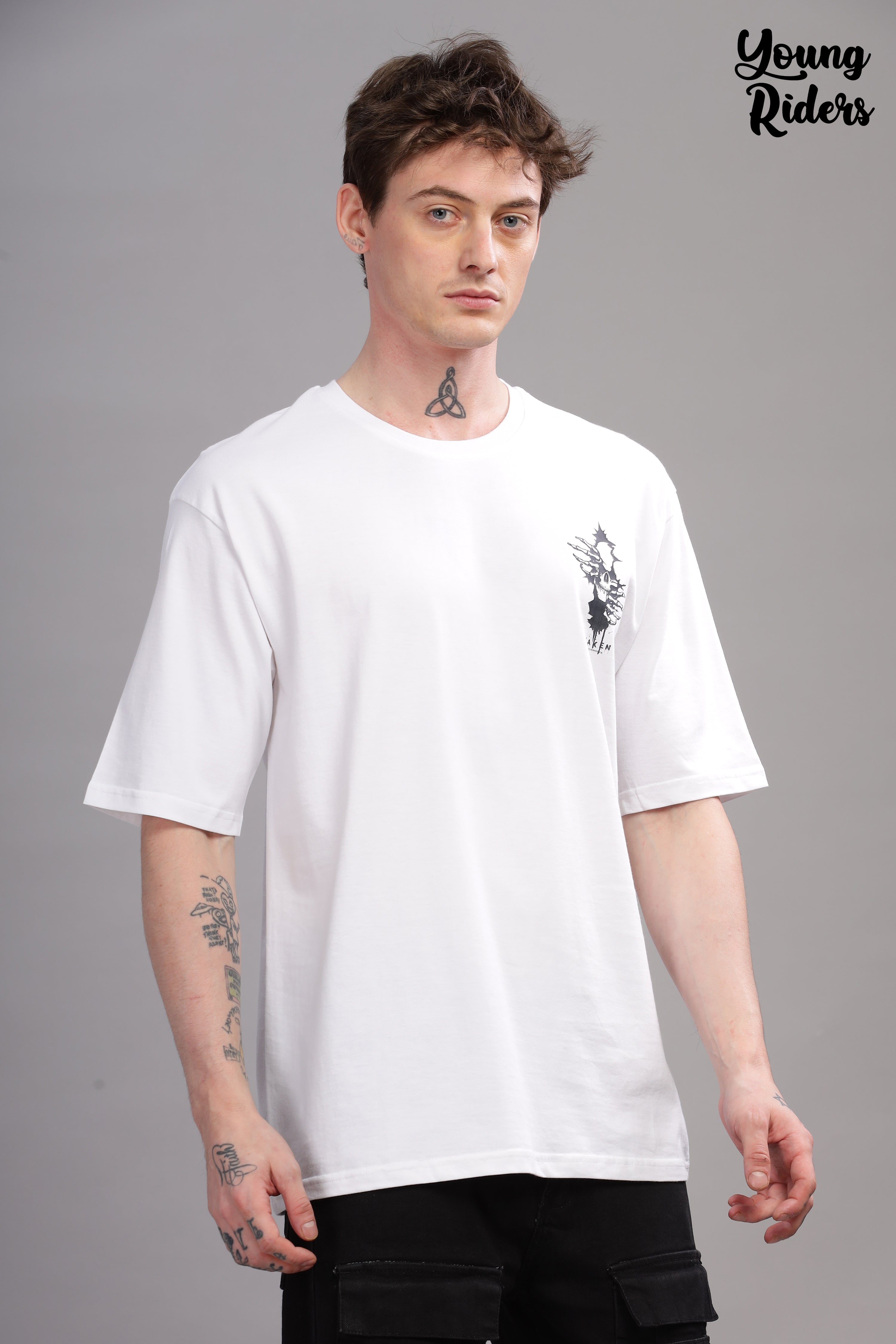 White - Demon Oversized Printed T-shirt